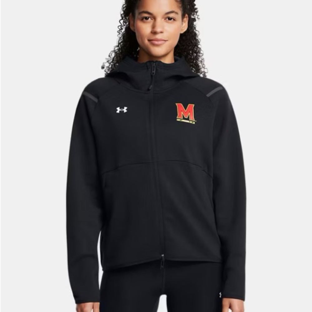 Under Armour Unstoppable Fleece Full Zip Black Hooded Jacket Univ of Maryland XL